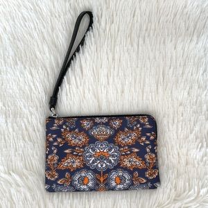 Coach Forest Flower Print Blue Zip Wristlet #F13314